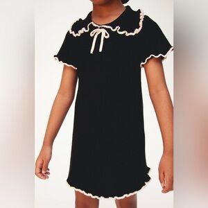 H&M soft knit ruffle trim dress with bow and Peter Pan collar